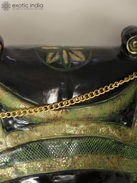 64" Large Black and Green Sitting Camel Figurine in Brass | Home Decor | Animal Statue