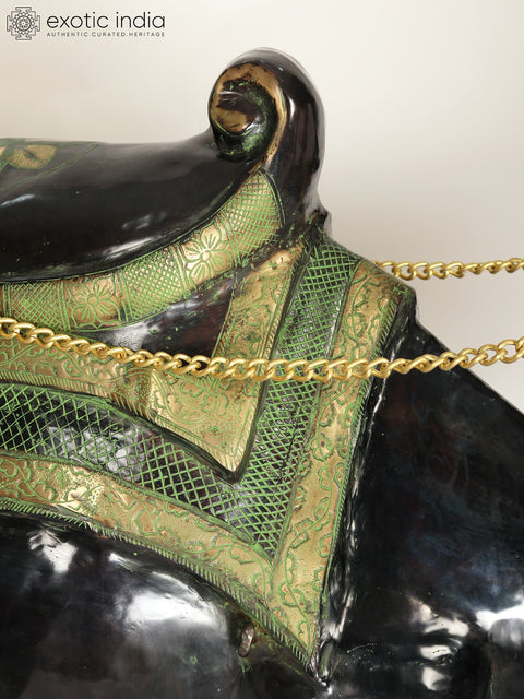 64" Large Black and Green Sitting Camel Figurine in Brass | Home Decor | Animal Statue