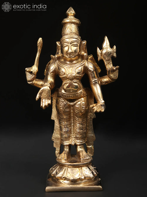 8" Hindu God Brass Statue for Home Pooja Decor