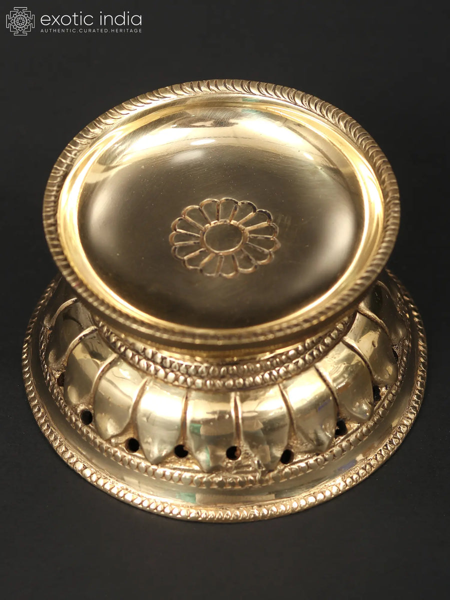4" Small Designer Brass Diya for Pooja