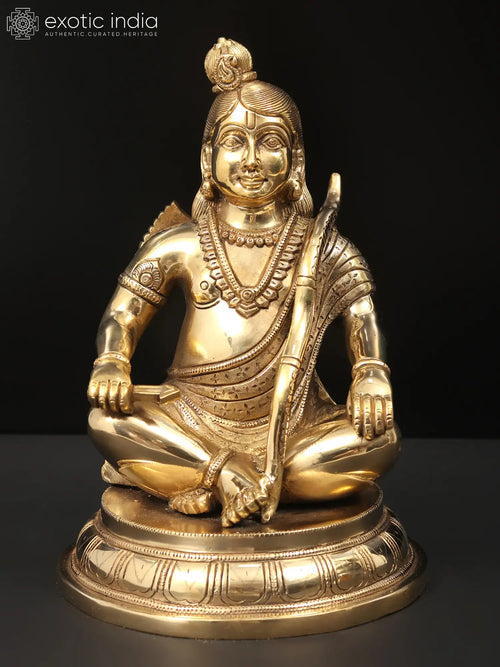 10" Sitting Prabhu Shri Rama Handmade Brass Statue