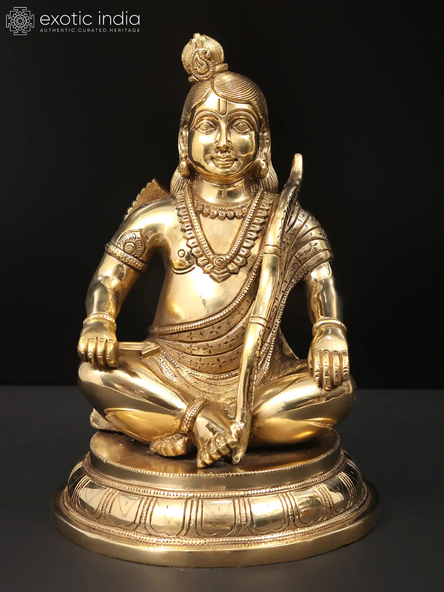 10" Sitting Prabhu Shri Rama Handmade Brass Statue