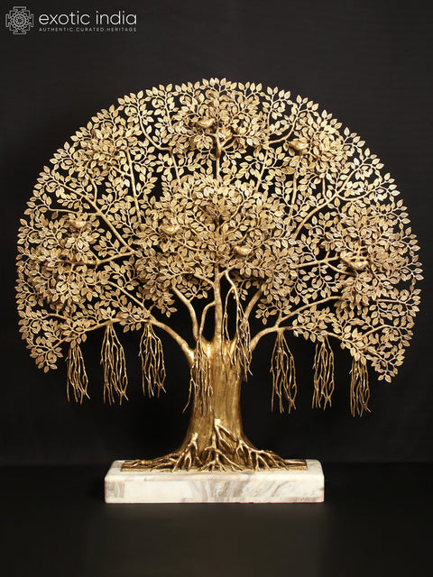 58" Super Large Brass Tree of Life with Marble Base