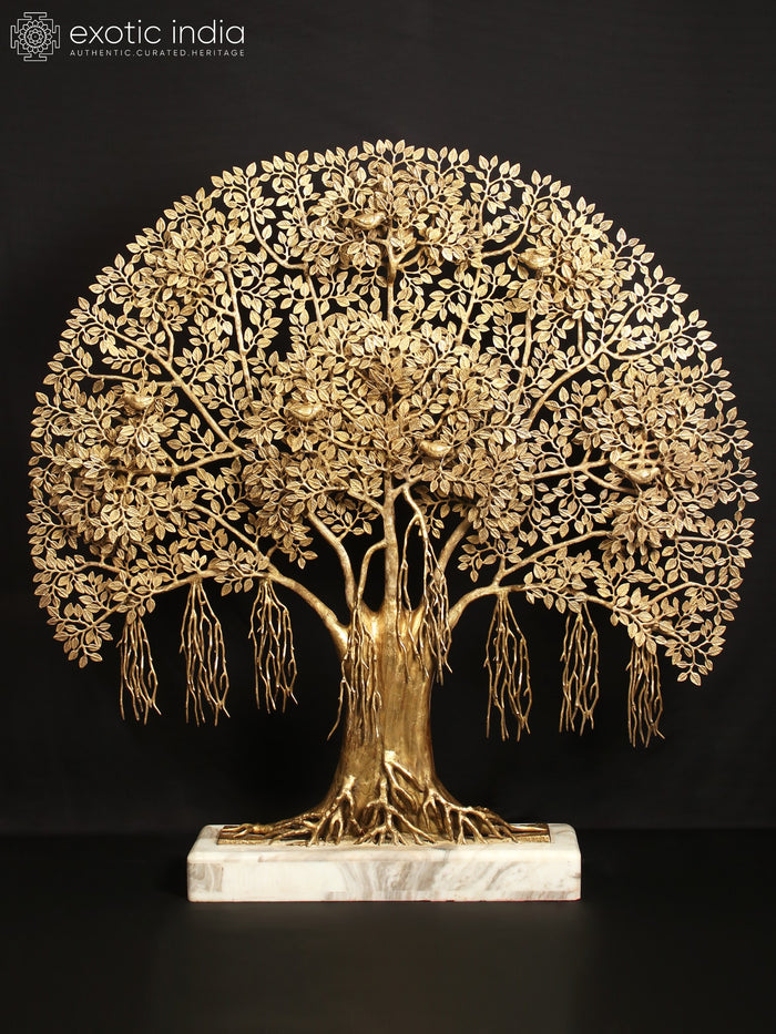58" Super Large Brass Tree of Life with Marble Base