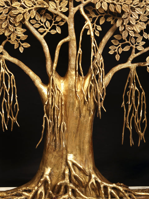 58" Super Large Brass Tree of Life with Marble Base