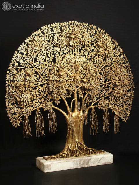 58" Super Large Brass Tree of Life with Marble Base