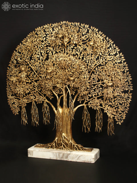 58" Super Large Brass Tree of Life with Marble Base