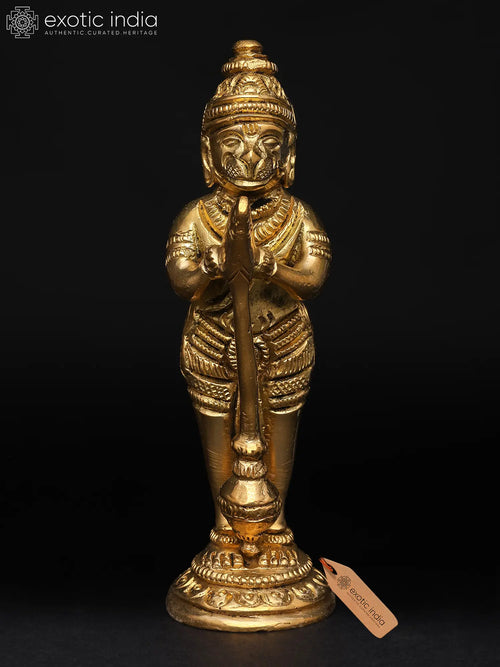 Small Standing Lord Hanuman Brass Statue Namaskar Mudra