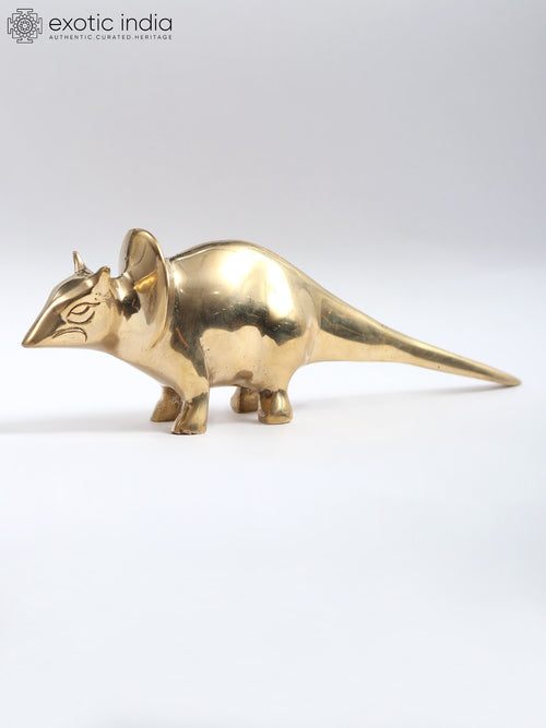 8" Stylized Brass Rat Figurine for Home Decor