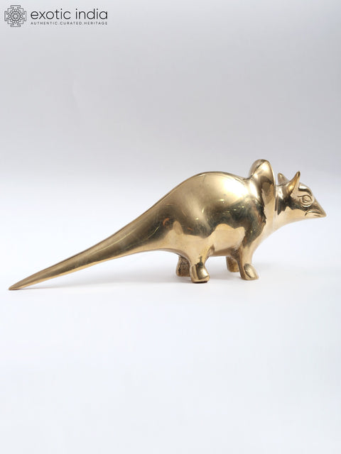 8" Stylized Rat Figurine in Brass | Home Decor Piece