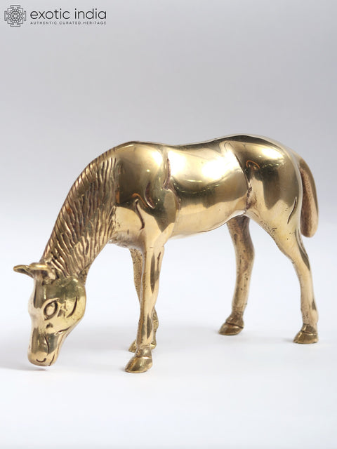6" Small Horse Grazing Grass | Animal Figurine | Home Decor