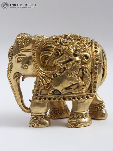 3" Small Brass Elephant | Home Decor