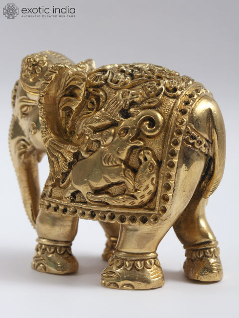 3" Small Brass Elephant | Home Decor