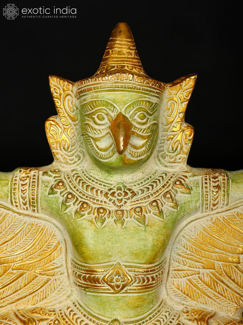 14" Garuda Brass Statue - Vahana of Lord Vishnu