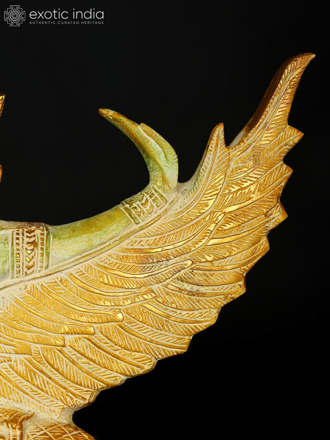 14" Garuda Brass Statue - Vahana of Lord Vishnu