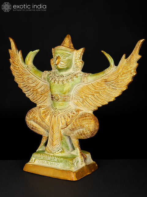 14" Garuda Brass Statue - Vahana of Lord Vishnu