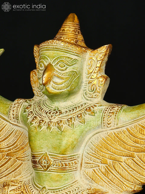 14" Garuda Brass Statue - Vahana of Lord Vishnu
