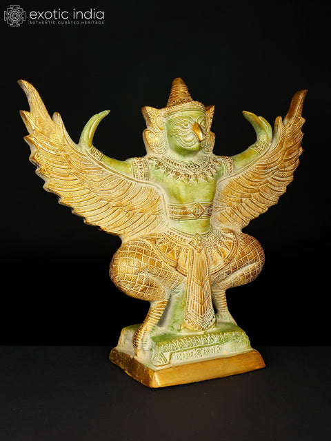 14" Garuda Brass Statue - Vahana of Lord Vishnu