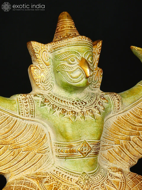 14" Garuda Brass Statue - Vahana of Lord Vishnu