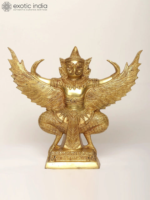 14" Garuda Brass Statue - Vahana of Lord Vishnu