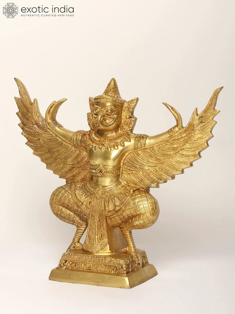 14" Garuda Brass Statue - Vahana of Lord Vishnu