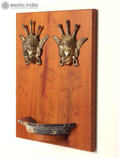 Dhokra Art Candle Holder with Tribal Figurine | Wall Hanging