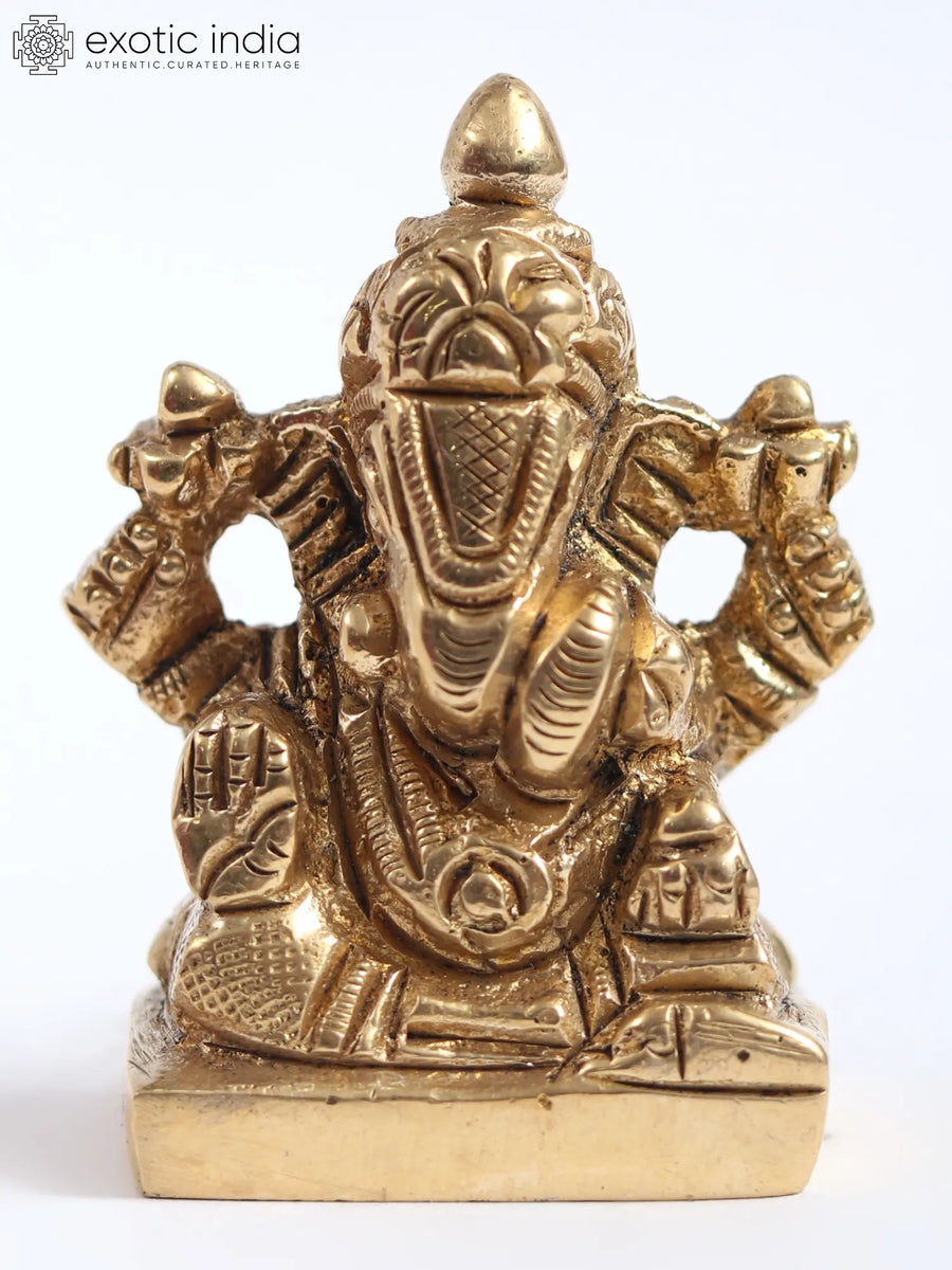 1" Small Chaturbhuj Ganesha Handmade Brass Statue