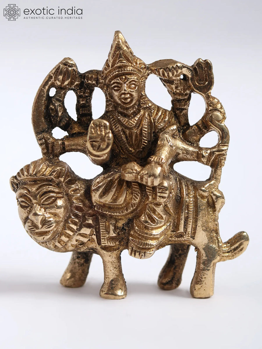 2" Small Brass Goddess Durga Statue for Pooja