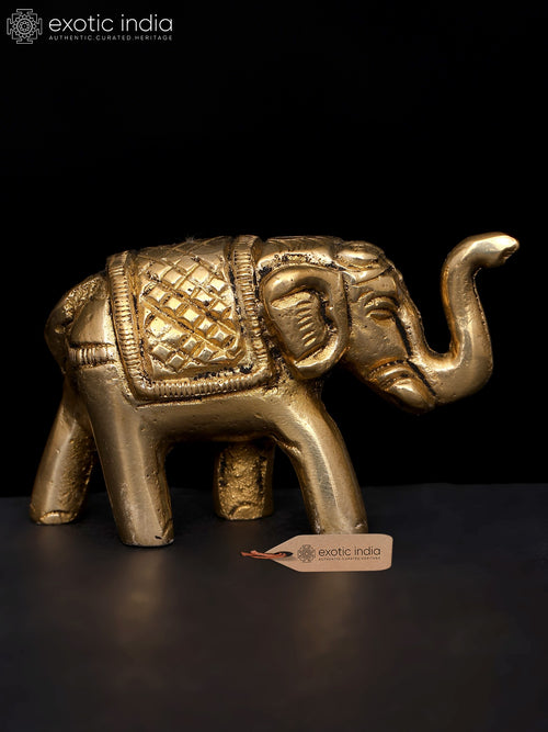 2" Small Decorative Elephant Brass Statue for Home Decor
