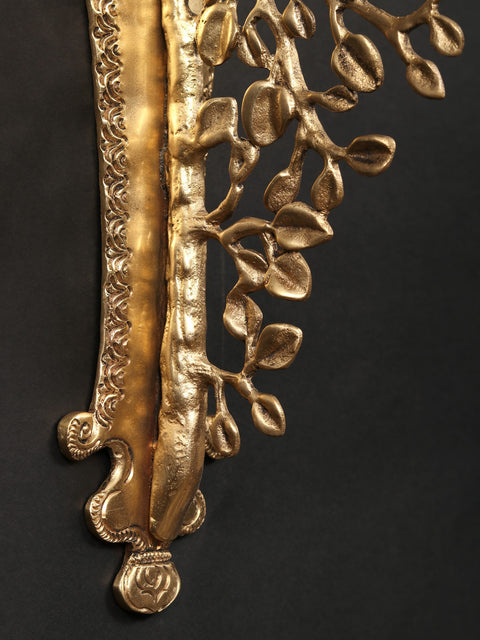 13" Tree Design Wall Hanging Bracket in Brass