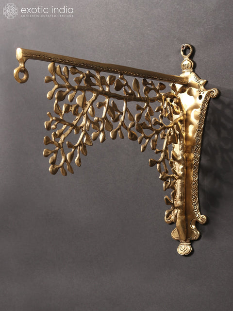 13" Tree Design Wall Hanging Bracket in Brass