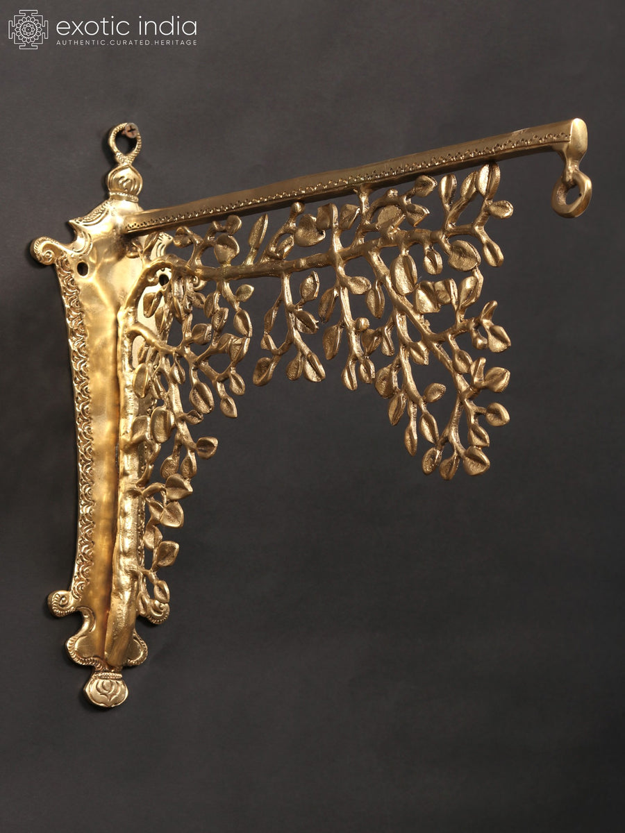 13" Brass Tree Design Wall Hanging Bracket for Home Decor