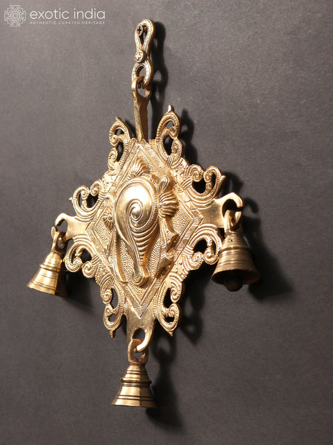 10" Wall Hanging Conch Bell in Brass