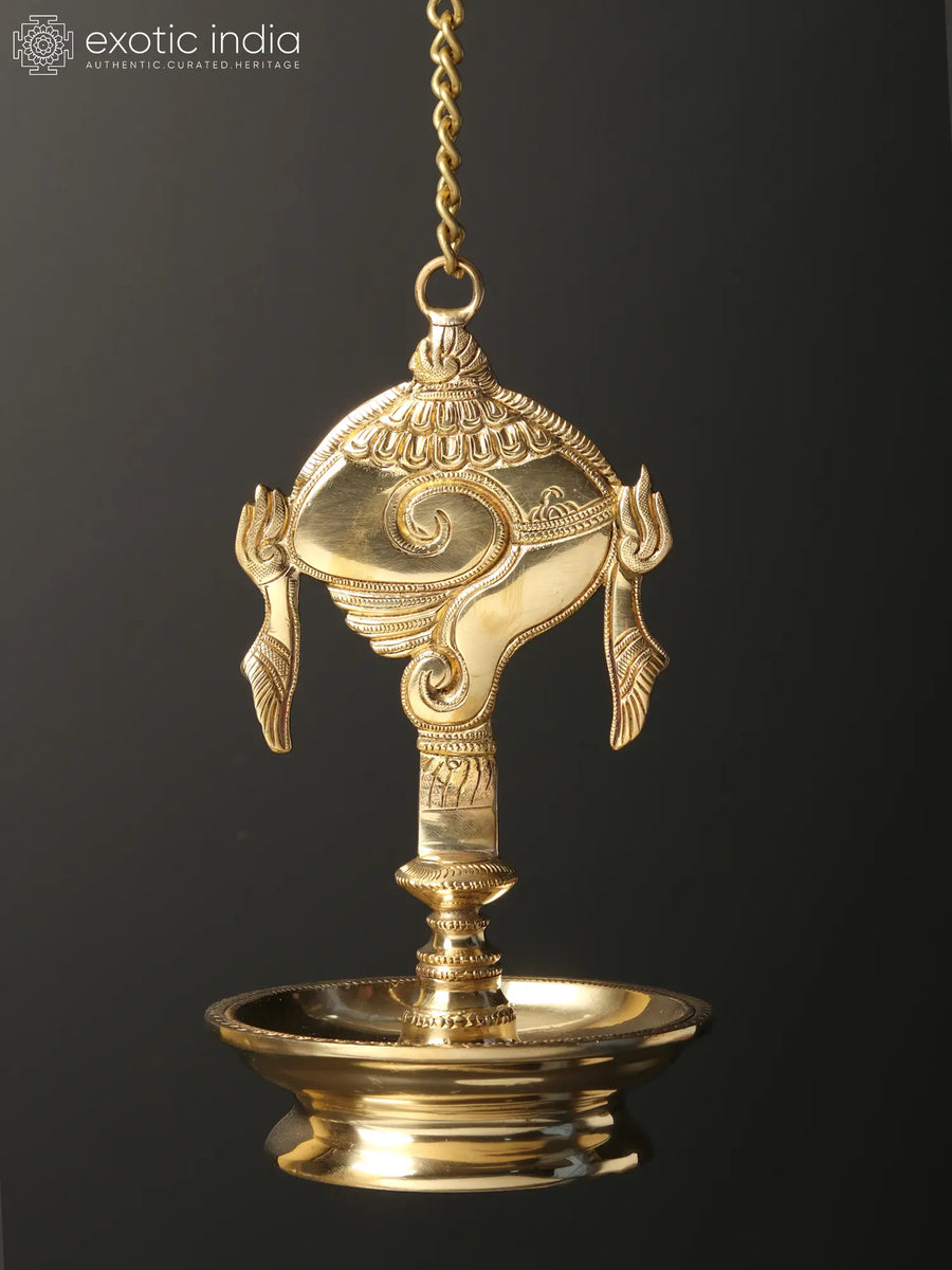 8" Brass Conch Shell Wall Hanging Lamp for Home Decor