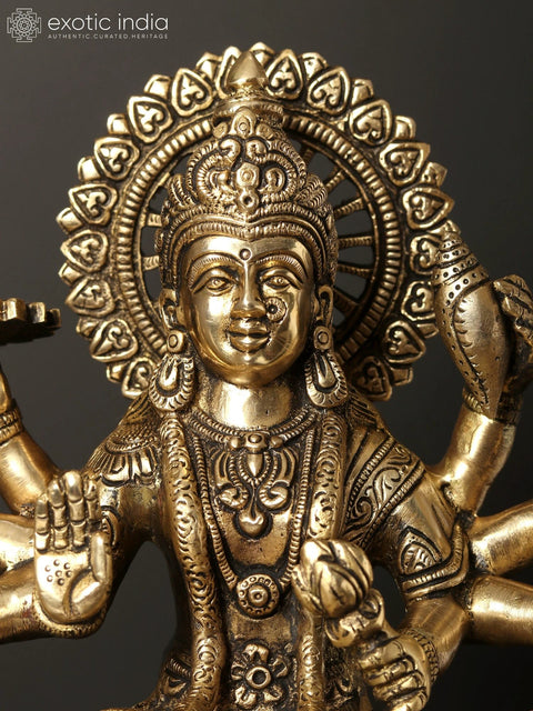 14" Durga Maa Brass Statue - Goddess of Strength and Protection