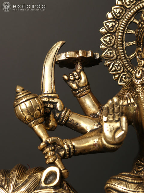 14" Durga Maa Brass Statue - Goddess of Strength and Protection