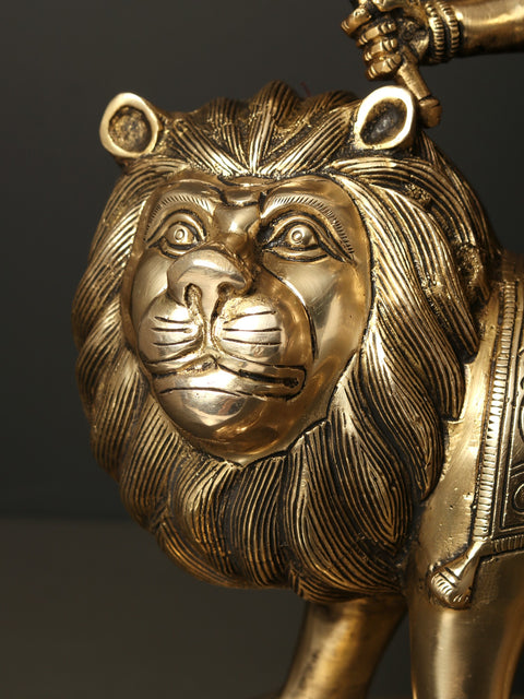 14" Durga Maa Brass Statue - Goddess of Strength and Protection