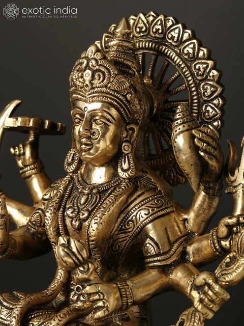 14" Durga Maa Brass Statue - Goddess of Strength and Protection