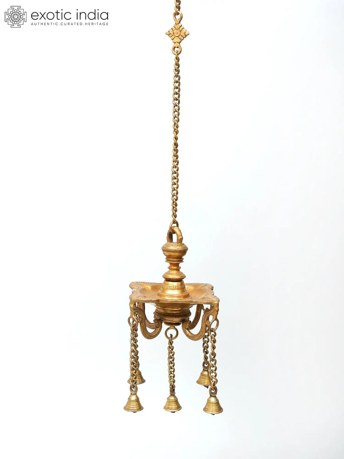 6" Four Wicks Designer Lamp with Dangling Bells