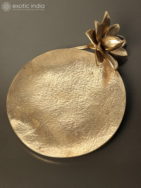 8" Flower Design Serving Platter in Brass