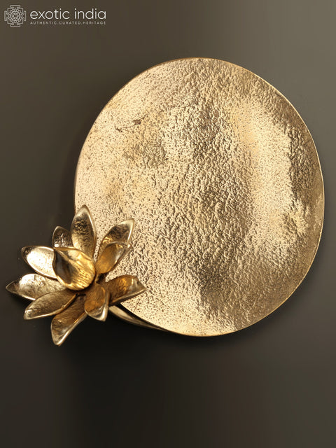 8" Flower Design Serving Platter in Brass