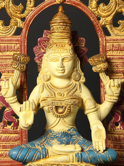 12" Goddess Lakshmi Seated on Kirtimukha Prabhavali Throne