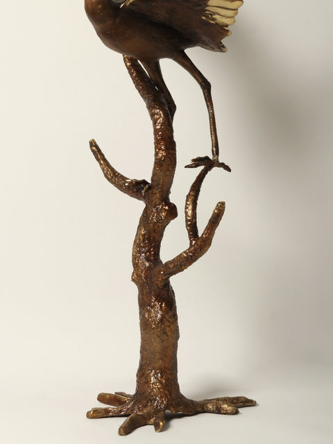 46" Large Brass Heron Sculpture | Home Decor