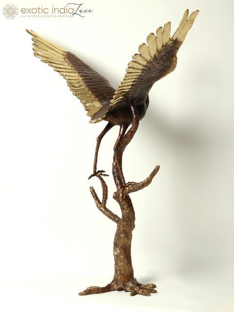 46" Large Brass Heron Sculpture | Home Decor