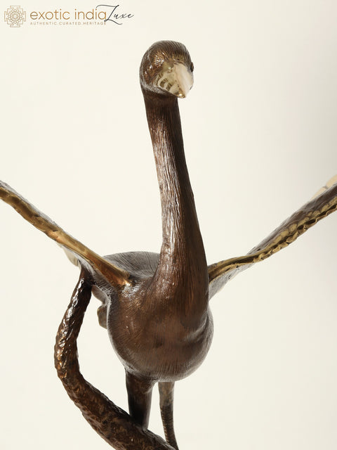 46" Large Brass Heron Sculpture | Home Decor