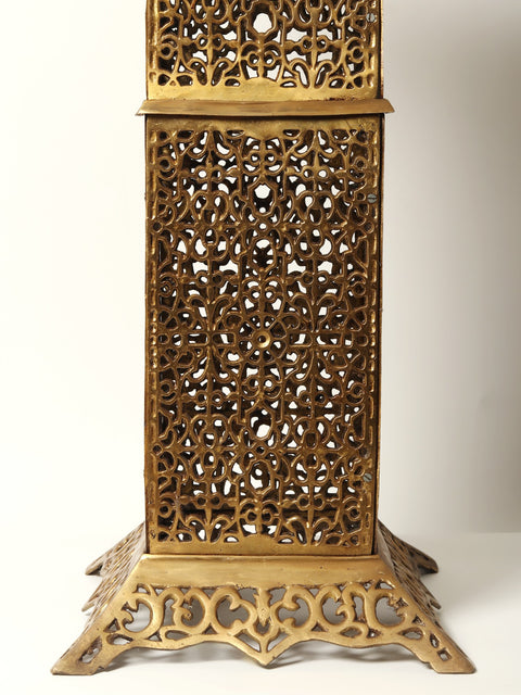 32" Large Square Shape Brass Pedestal with Dangling Bells