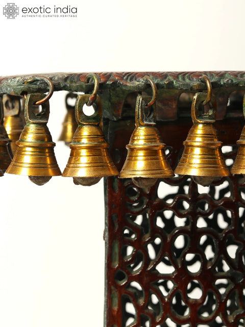 21" Jali Design Brass Pedestal with Bells