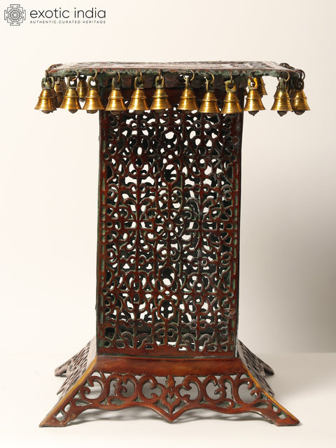 21" Jali Design Brass Pedestal with Bells