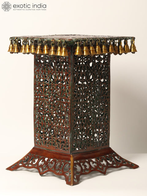 21" Jali Design Brass Pedestal with Bells