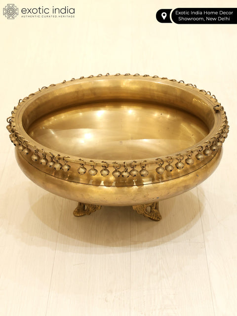 18" Traditional Brass Urli with Ghungroo